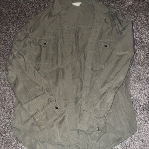 Green button down shirt